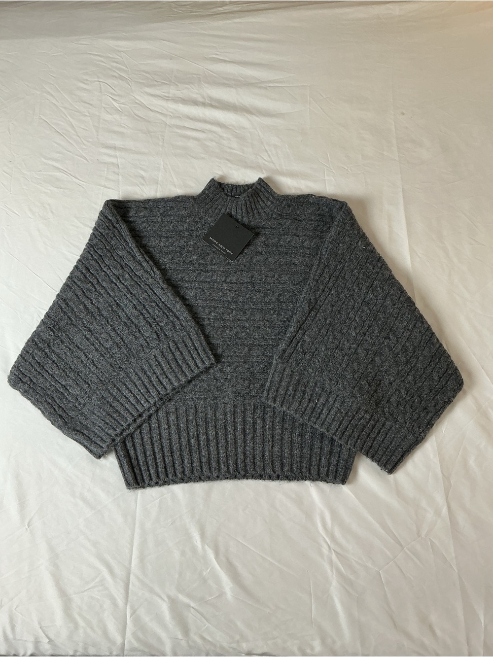 Marc By Marc Jacobs Charcoal Gray Cable Mock-Neck Sweater